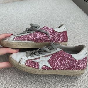 golden goose pink glitter superstars